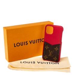 Pre Owned Louis Vuitton Scarlet Leather and Monogram Canvas iPhone 11 Pro