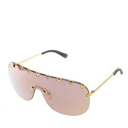 مملوكة مسبقًا نظارة شمسية لوي فيتون شيلد زد2377دبليو عاكسة ميتالك / لون ذهبي