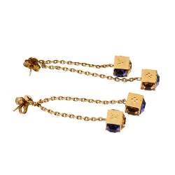 Pre Owned أقراط لوي فيتون غامبل متدلية كريستال و معدن ذهبي اللون