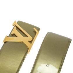 مملوكة مسبقًا Louis Vuitton Green Vernis Leather LV Initiales Wide Belt 75 CM