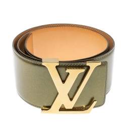 مملوكة مسبقًا Louis Vuitton Green Vernis Leather LV Initiales Wide Belt 75 CM