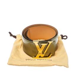 مملوكة مسبقًا Louis Vuitton Green Vernis Leather LV Initiales Wide Belt 75 CM