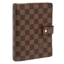 مملوكة مسبقًا Louis Vuitton Damier Ebene Canvas Medium Ring Agenda Cover