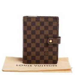 مملوكة مسبقًا Louis Vuitton Damier Ebene Canvas Medium Ring Agenda Cover