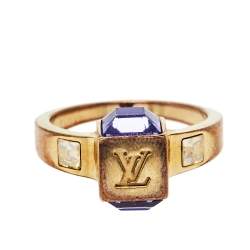 Pre Owned خاتم لوي فيتون لون ذهبي كريستال غامبل مقاس متوسط