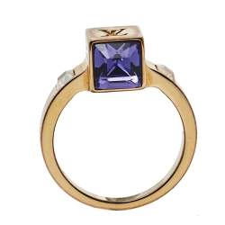 Pre Owned خاتم لوي فيتون لون ذهبي كريستال غامبل مقاس متوسط