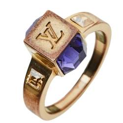 Pre Owned خاتم لوي  فيتون لون ذهبي كريستال غامبل مقاس متوسط