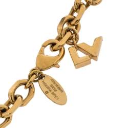 Pre Owned Louis Vuitton Two Tone Love Letter Timeless Charm Bracelet