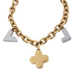 Pre Owned Louis Vuitton Two Tone Love Letter Timeless Charm Bracelet