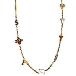 Pre Owned Louis Vuitton Two Tone Love Letters Timeless Long Necklace