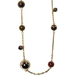 Louis Vuitton Crystal, Wood and Resin Beaded Necklace