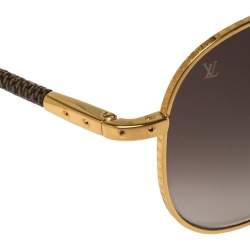 Pre Owned Louis Vuitton Damier Ebene Z0202U Conspiration Pilote Aviators Sunglasses 