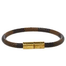 Pre Owned Louis Vuitton Brown Damier Canvas Gold Tone Keep It Bracelet
