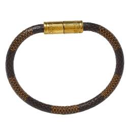 Pre Owned Louis Vuitton Brown Damier Canvas Gold Tone Keep It Bracelet