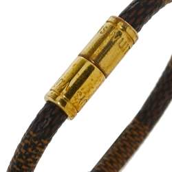 Pre Owned Louis Vuitton Brown Damier Canvas Gold Tone Keep It Bracelet