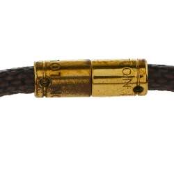 Pre Owned Louis Vuitton Brown Damier Canvas Gold Tone Keep It Bracelet