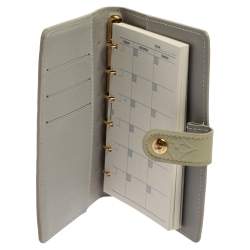 Pre Owned Louis Vuitton Silver Monogram Vernis Leather Small Ring Agenda Cover