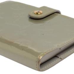 Pre Owned Louis Vuitton Silver Monogram Vernis Leather Small Ring Agenda Cover