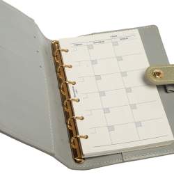 Pre Owned Louis Vuitton Silver Monogram Vernis Leather Small Ring Agenda Cover