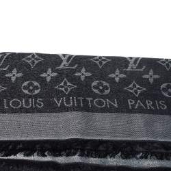 Louis Vuitton Black Monogram Silk & Wool Shine Shawl