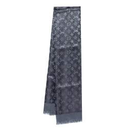 Louis Vuitton Black Monogram Silk & Wool Shine Shawl