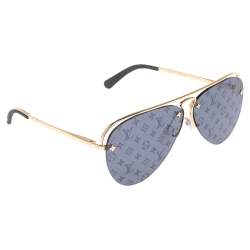 LOUIS VUITTON Metal Monogram Grease Sunglasses Z1172W Gold 1158193