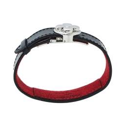 Pre Owned Louis Vuitton Black Mat Monogram Leather Wish Bracelet