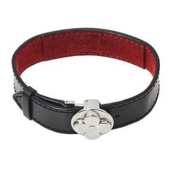 Pre Owned Louis Vuitton Black Mat Monogram Leather Wish Bracelet