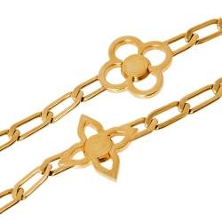 مملوكة مسبقًا Louis Vuitton Gold Tone Monogram Flower Power Sautoir Necklace