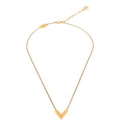 Louis Vuitton Goldtone Metal Essential V Necklace - Yoogi's Closet
