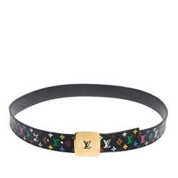 Louis Vuitton Black Multicolore Monogram Canvas LV Cut Belt 90 CM