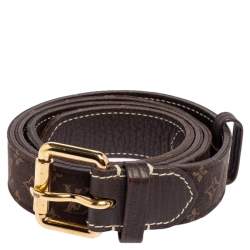 Louis Vuitton Ebene Monogram Mini Lin Canvas Buckle Belt 90CM