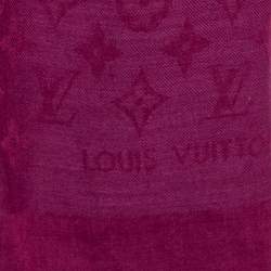 Pre Owned Louis Vuitton Pink Logo Monogram Cashmere & Wool Scarf