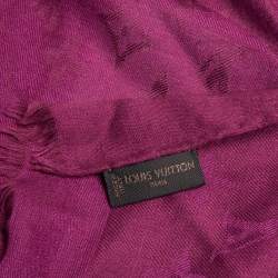 Pre Owned Louis Vuitton Pink Logo Monogram Cashmere & Wool Scarf