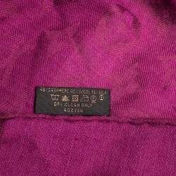 Pre Owned Louis Vuitton Pink Logo Monogram Cashmere & Wool Scarf