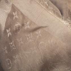 Pre Owned Louis Vuitton Beige Logo Monogram Wool & Silk Shine Shawl 