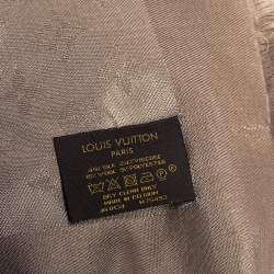 Pre Owned Louis Vuitton Beige Logo Monogram Wool & Silk Shine Shawl 