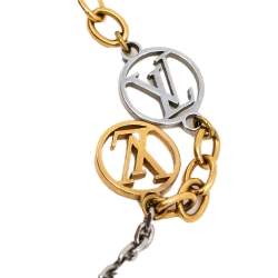 Pre Owned Louis Vuitton Two Tone Logomania Chain Bracelet