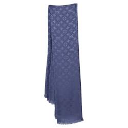 Louis Vuitton Monogram Shawl Dark Blue Silk Wool