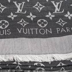 مملوكة مسبقًا Louis Vuitton Black Monogram Silk & Wool Denim Shawl