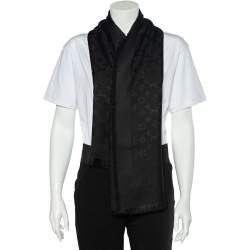 Pre Owned Louis Vuitton Black Monogram Silk & Wool Shawl 