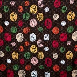 Pre Owned Louis Vuitton X Fornasetti Brown Monogram Silk Cameo Square Scarf