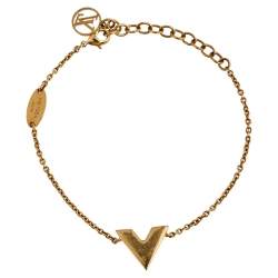 Pre Owned Louis Vuitton Essential V Gold Tone Chain Link Bracelet
