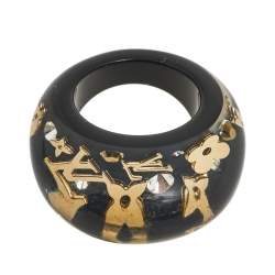 مملوكة مسبقًا خاتم لوي فيتون انكلوشن مونوغرامي راتنج أسود مقاس وسط (ميديوم)