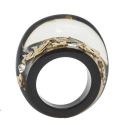 مملوكة مسبقًا خاتم لوي فيتون انكلوشن مونوغرامي راتنج أسود مقاس وسط (ميديوم)