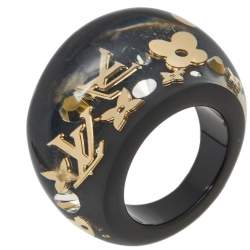 مملوكة مسبقًا خاتم لوي فيتون انكلوشن مونوغرامي راتنج أسود مقاس وسط (ميديوم)