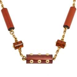 Louis Vuitton Orange Resin Circus Signature Necklace - Yoogi's Closet