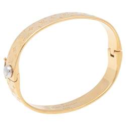Louis Vuitton Nanogram Cuff Hinged Bangle Bracelet - 18K Yellow