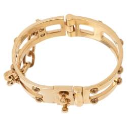 Louis Vuitton Gold Tone Lock Me Frame Cuff Bracelet