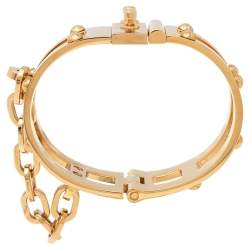 Louis Vuitton Gold Tone Lock Me Frame Cuff Bracelet
